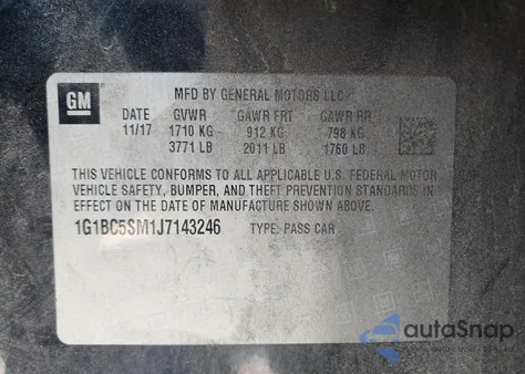 2018 Chevrolet Cruze Ls Auto from USA, damaged, VIN 1G1BC5SM1J7143246